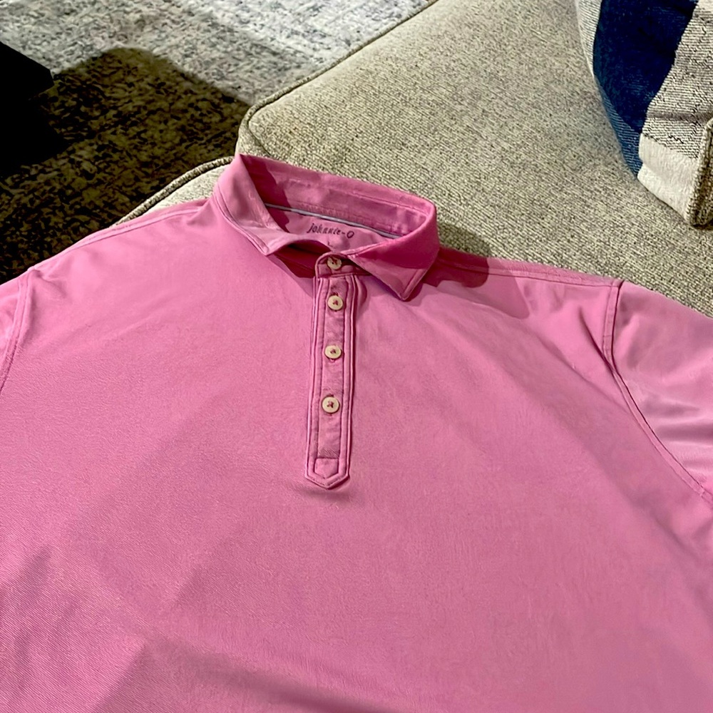 Men’s Johnnie-O Polo shirt, pink, size large